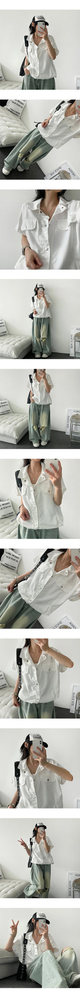 Houlin snap pocket short-sleeved jacket