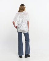 Velvet print Oversized T-Shirt _ WHITE