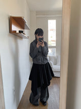 26SS★ [BAONHAUS] Broa Unbalanced Layered Midi Skirt
