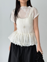 organza balloon blouse (3color)