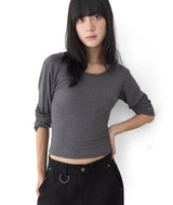 Heneo U-Neck Crop Long Sleeve Slim Tee