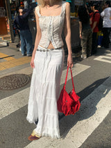 maxi white long skirt