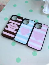 (Copy of) Whipping Stripe phone case - pink (black glass) - standard(non-magsafe)