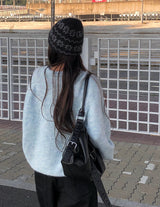Wend Wool Bokashi Pastel Loose Fit Round Knit