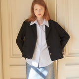 Crop Button Jacket Black