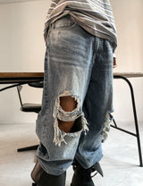 Bohemian Damage Wide Denim Pants