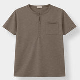 Kato Henley Neck Slub Short Sleeve T-shirt