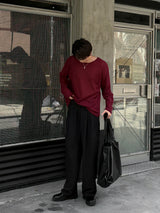 [1+1] LMN Roé Summer Boat Neck Oversized Knit Long Sleeve Tee (4 colors)