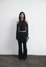 [春] - Drape hood T (Black/Gray)