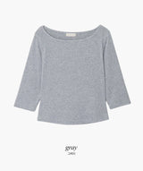 Boat Neck Three Quarter Sleeve T-Shirt (4color)