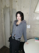 Sleek Fur Hood Zip-Up