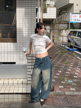リブハーフネックTシャツ (4C)
