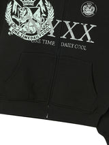 REVERSIBLE CHECK HOOD ZIP-UP BLACK