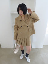 リストハイネックダブルトレンチショートコート (3COLORS!)