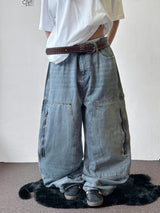 Kuchi Side Carpenter Zip Wide Balloon Pants 3color