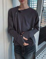 Barrel Diagonal Cropped Henley Long Sleeve