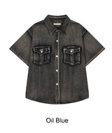 Salt Two-Pocket Washed Denim Short Sleeve Shirt