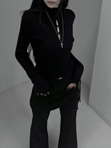 three slit ribbed knit