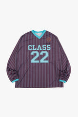 Pinstripe v-neck jersey long sleeve