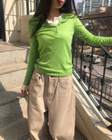 Durik ボタンヘンリーネックロングスリーブTシャツ