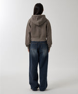 PIGMENT WASHED BIKER CROP ZIP-UP HOODIE