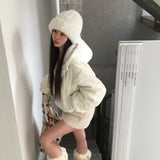 [BELLIDE MADE] Boa fleece + corduroy reversible zip-up hoodie