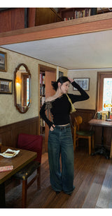 Leopard scarf unbalanced off-shoulder knitwear