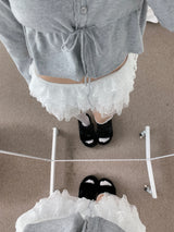 Dream Flare Cancan Lace Frill Shorts (White)