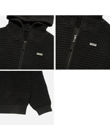 25SS SOLIED KNIT HOODIE ZIP UP BLACK