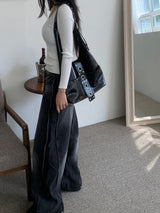 Dual Switch Gradient Flap Pocket Two-Way Snap Wide Pants (3 Colors)