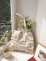 Ruffle drawstring bag_ivory