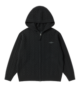 25FW CABLE KNIT HOODIE ZIP UP BLACK