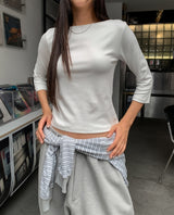 オータムボートネックセミクロップスリークウォーターTシャツ