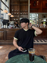 Dimen layering v-neck short sleeve