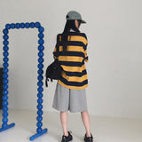 Was Bubble Gum Stripe Collar Short Sleeve T-shirt