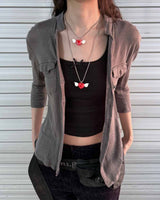 Red angel heart necklace (2 size) - 40cm (short ver.)