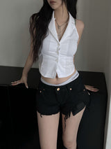 y2k back slit halter vest