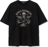 Men’s Cotton Short-Sleeve Cropped T-Shirt Motorcycle Black