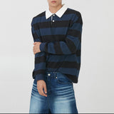 Rugby stripe collar T-shirts 6color
