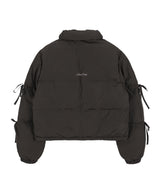 RIBBON COLLAR SHORT PUFFER (CHARCOAL)_F24ZA955