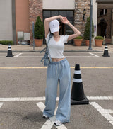 [BELLIDE MADE] バブル, Uネックセミクロップド半袖Tシャツ