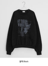 [unisex] サンべウオーバープリンティングブラッシュドスウェットシャツ