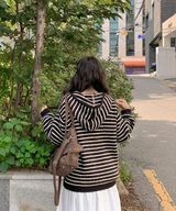 Milk Stripe Dangara Striped Hooded Knitwear