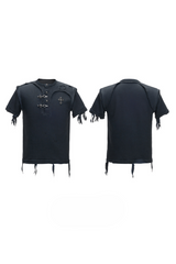 Distressed Ribbed Henley T-Shirt