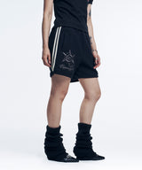Embroidery Track Waffle Shorts - Black