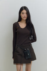 [MADE] Organza Layered Mini Skirt (dark brown)