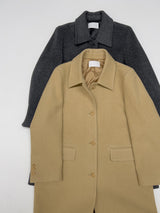 [Merino wool 90%] ステッチ襟付きハーフコート