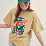 FLOWER DRAWING OVERSIZED T-SHIRT_YELLOW