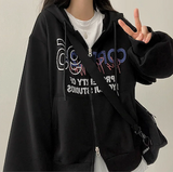 95 Lettering Two Way Hooded Zip-Up