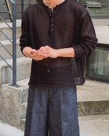 Aerin See-through Henley Neck Knit